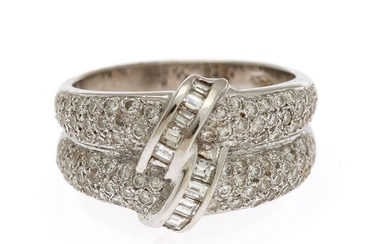 A diamond ring set with numerous brilliant-cut diamonds totalling app. 1.68 ct., mounted in 18k white gold. Size 55.