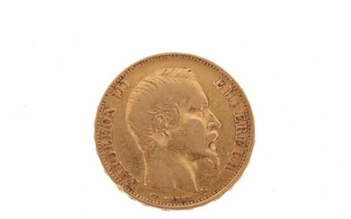 A gold coin of 20 FF Napoleon III bare head