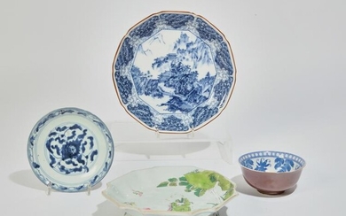A group of Chinese porcelain dishes and bowls