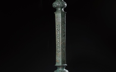 A large Khurasan bronze lampstand, Eastern Persia, 12th century