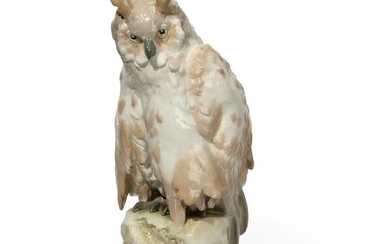 A large porcelain model of Great Horned Owl