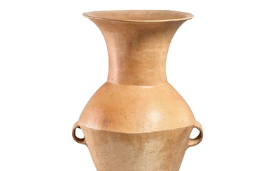 A large pottery trumpet-neck jar, Qija culture, c. 2050-1700 BC 齊家文化 陶雙耳撇口瓶