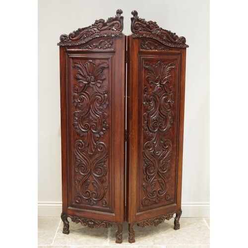 A late 19th/early 20th century carved walnut Rococo style tw...