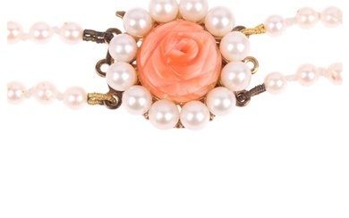 A late 20th century double-strand cultured pearl bead neckla...