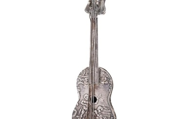 A late Victorian novelty silver figure of a cello, with Lond...