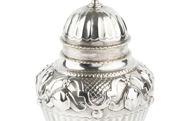A late Victorian silver tea caddy and cover, of baluster...