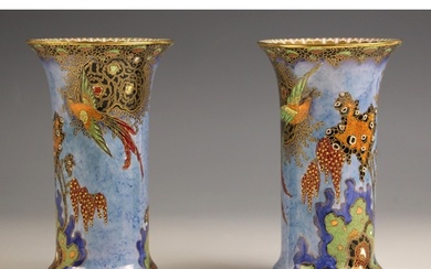 A pair of Carlton Ware lustre vases in the 'Paradise Bird an...