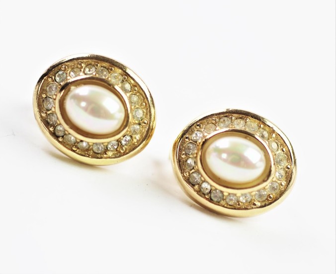 A pair of Christian Dior clip earrings, designed as an oval ...
