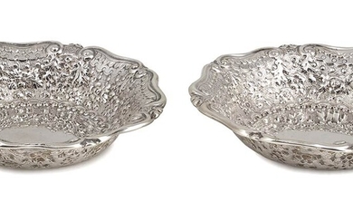 A pair of English Victorian sterling silver bowl -...