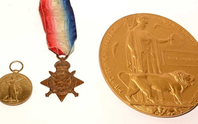 A pair of First World War General Service medals and plaque