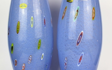 A pair of large Murano blue glass vases, H. 37cm.