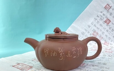 A rare purple clay “YiXing” 宜兴 teapot with a...