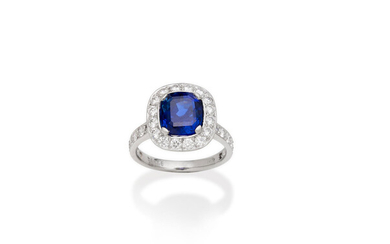 A sapphire and diamond ring,, by Bunda