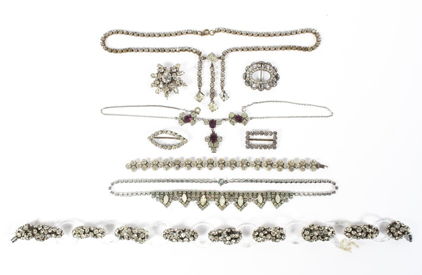 A selection of white metal costume jewellery