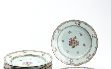 A set of 8 plates, Famille Rose, China 18th century, porcelain.