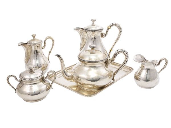 A silver tea and coffe set