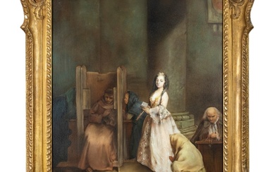 AFTER PIETRO LONGHI (1701-1785) The Confessional Oil on canv...