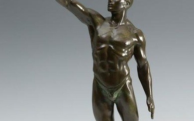 ALBERT DAVID (Liernais, 1896 - Niza, 1970) "Male athlete". Bronze. Signed at the bottom.