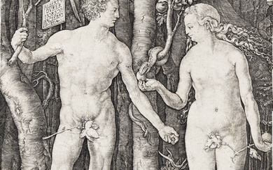 ALBRECHT DÜRER Adam and Eve. Engraving, 1504. 249x192 mm; 9⅞x7¾ inches. A ver...