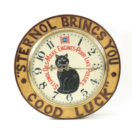 AN EARLY 20TH CENTURY ADVERTISING STERNOL OILS WALL CLOCK ha...