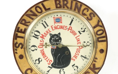 AN EARLY 20TH CENTURY ADVERTISING STERNOL OILS WALL CLOCK...