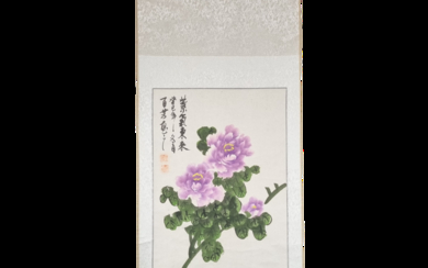 佚名 彩墨画 紫牡丹 ANONYMOUS CHINESE INK AND COLOR PAINTING PURPLE PEONIES