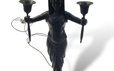ART DECO EGYPTIAN BRASS TABLE LAMP.
