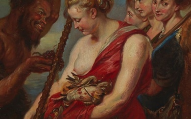 After Peter Paul Rubens (1157-1640), Detail of "Diana Returning from the Chase," Oil on canvas laid
