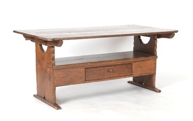 American Country Softwood Hutch Table, 19th Century