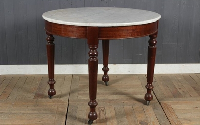 American Empire Style Marble Top Drum Center Table