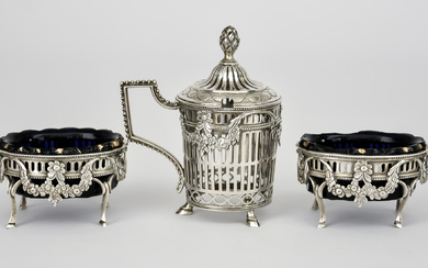 An 18th Century Dutch Silver Three-Piece Condiment Set of Neo...
