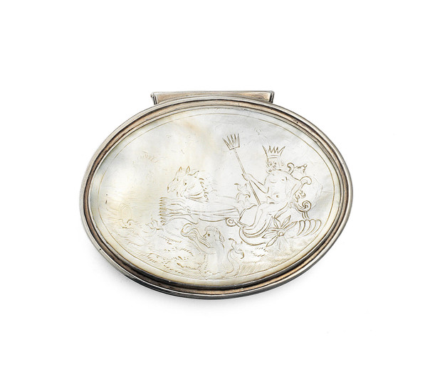An 18th century silver and mother-of-pearl box