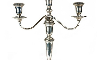 An Empire sterling silver weight candelabrum