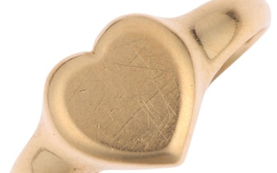 An early 20th century 18ct gold heart signet ring, maker HG&...