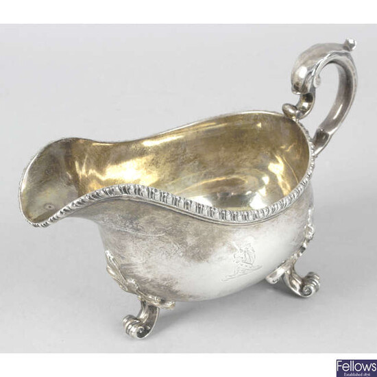 An early Victorian silver sauce boat.