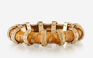An eighteen karat gold and enamel bracelet, Van Cleef &