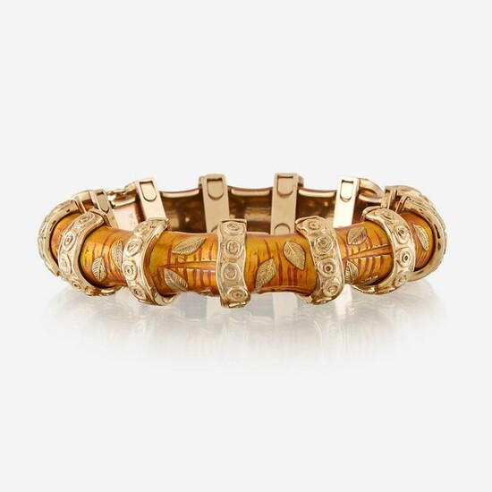 An eighteen karat gold and enamel bracelet, Van Cleef &