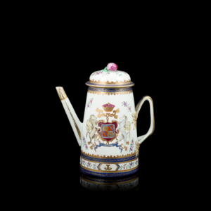 An export porcelain coffee pot (restorations) China, 18th century (h. 26 cm.)