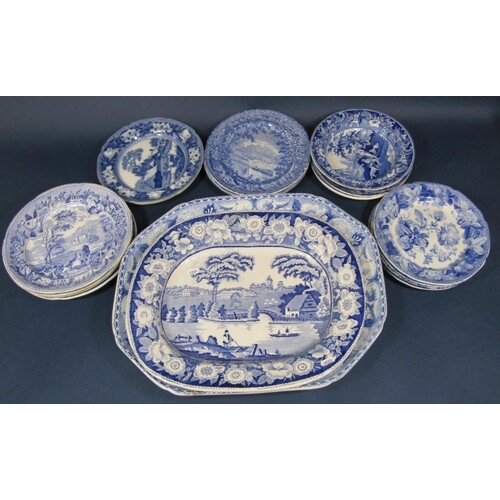 An interesting collection of mainly early 19th century blue ...