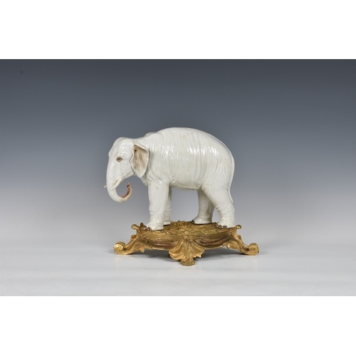 An ormolu mounted Sampson white porcelain elephant , after M...