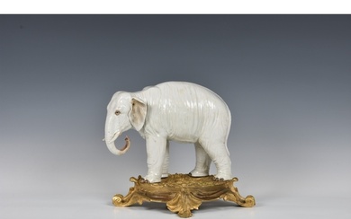 An ormolu mounted Sampson white porcelain elephant , after M...