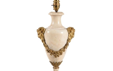 An white marble and ormolu mounted table lamp