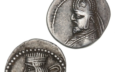 Ancient Greece, Parthian Empire, Drachm. Mithradates III, 87–80 BC, Ecbatana, Sellwood 31.6, 4.00 g; Pokoros I, 78–120, Ecbatana, Sellwood 78.5, 3.59 g. (2)