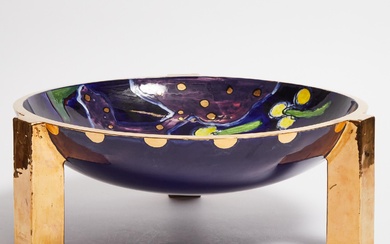 Anna Silver (American, 20th century) Blue Glaze and Gilt Ceramic Centrepiece Bowl, late 20th century
