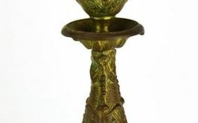 Antique 19th C Gilt Bronze Baroque Candlestick