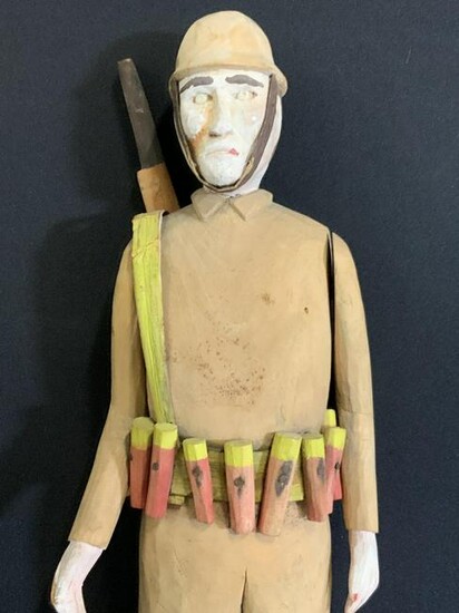 Antique Folk Art Handmade Wooden Soldier