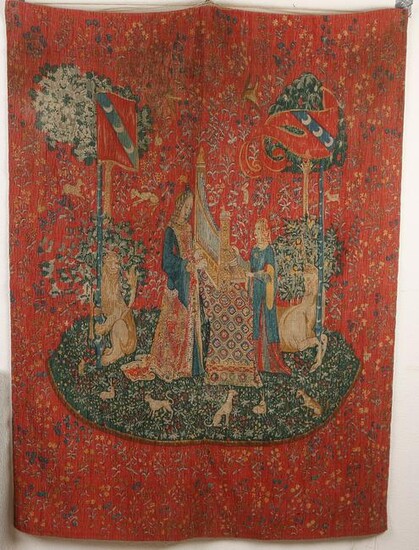 Antique French tapestry tapestry Marked JL Jean