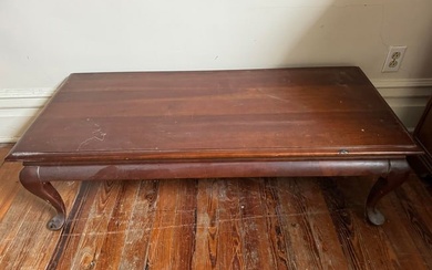 Antique Low Rectangular Coffee Table with Arched Legs