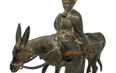Antique Zhang Guolao, China. Brown patinated bronze