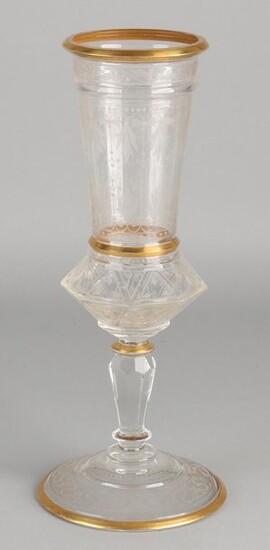 Antique etched goblet glass